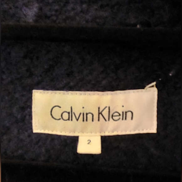 Size 4* Navy Blue Calvin Klein Wool Winter Coat - Picture 5 of 9